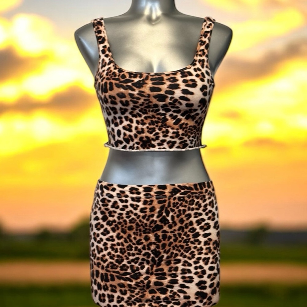 Free πH&M Leopard Print Skirt Set